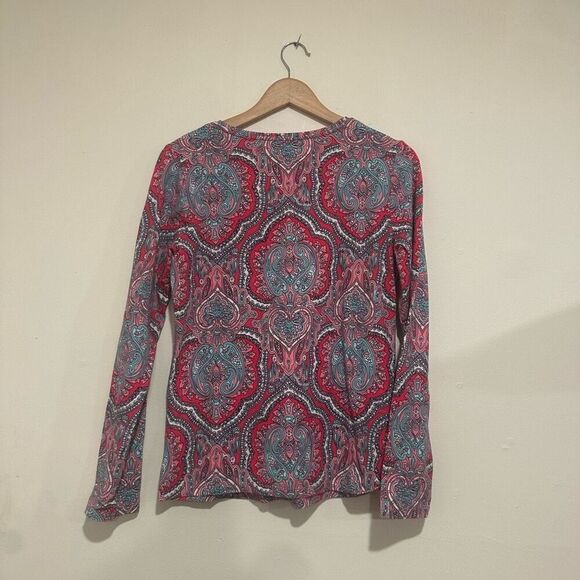 Talbots Women’s Pasiley Print Pink and Blue Long Sleeve TShirt Size Small - Picture 5 of 5